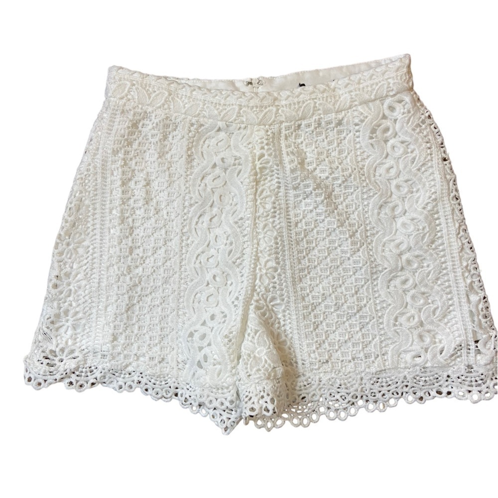 White Embroidered Lined Shorts - Picture 2 of 10